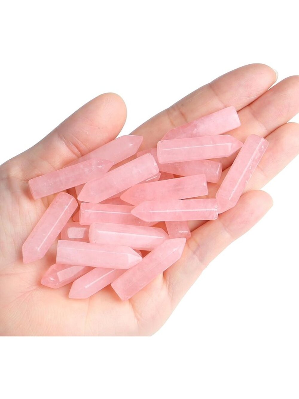 20 PCS Rose Quartz Healing Crystal Set - Wands & Stones for Energy & Balance
